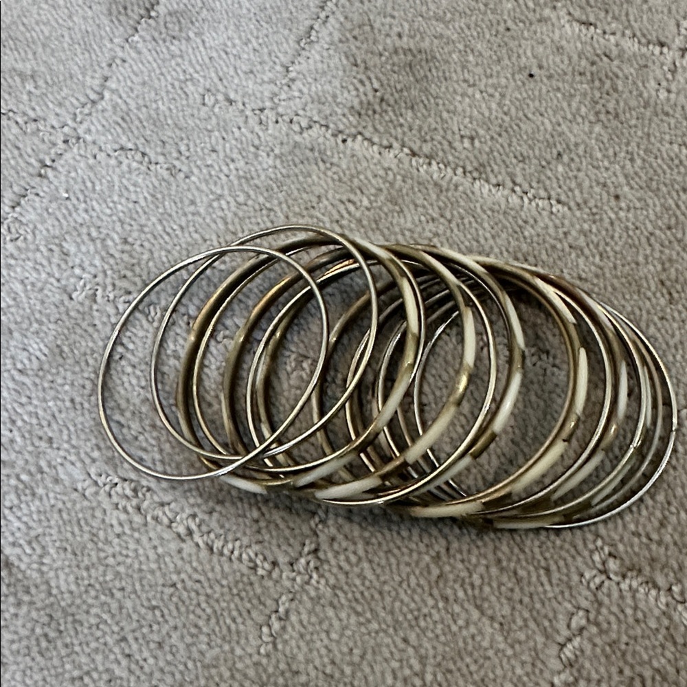 Gold and Cream Bangle Set - Picture 3 of 5